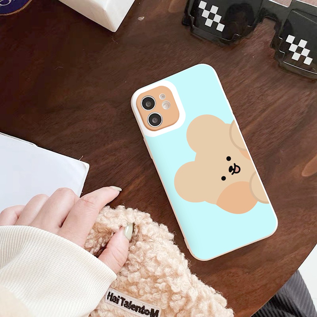 Ốp iphone - Ốp lưng iphone cạnh vuông viền camera Thỏ gấu má hồng dành cho ip 6 đến 14promax - ng100