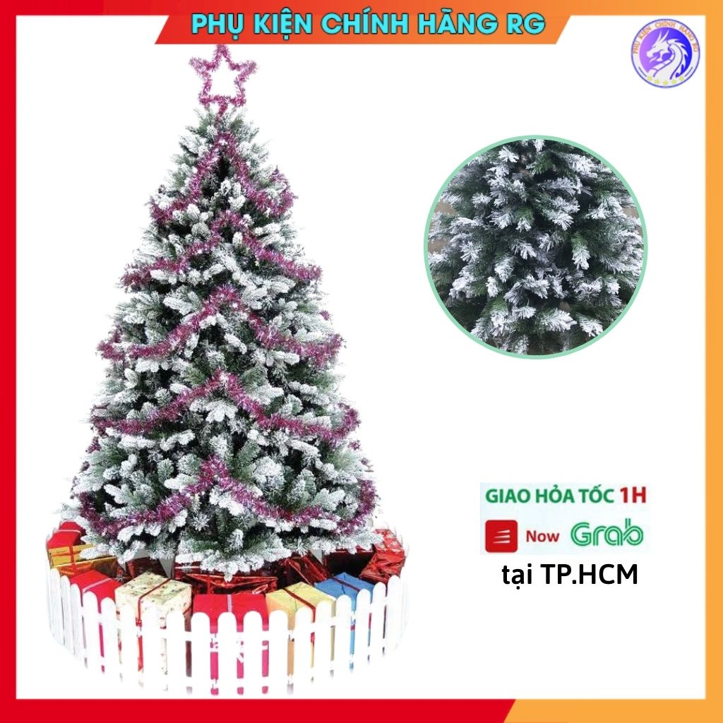 Cây thông noel phủ tuyết 1m8 1m5 1m2 2m1 cao cấp cực đẹp trang trí mùa giáng sinh đủ size ảnh tự chụp