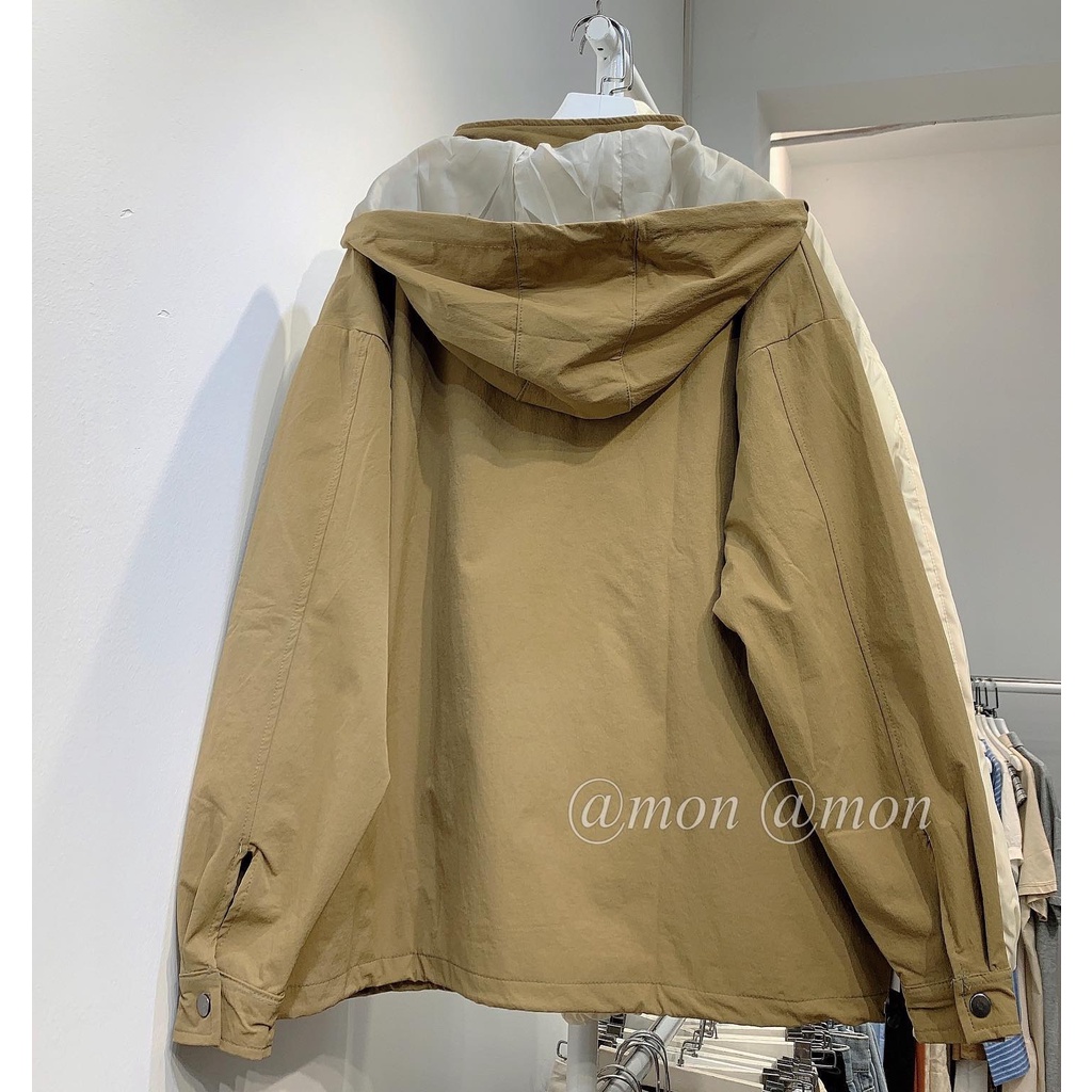 2101645 Áo khoác gió - áo khoác unisex nam nữ chất gió có mũ liền áo - có lót trong freesize | BigBuy360 - bigbuy360.vn