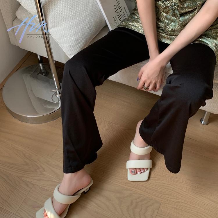 Dép Cao Gót Hở Ngón Quai Ngang Mũi Vuông Phong Cách Hàn Quốc Thời Trang Mùa Hè 2022