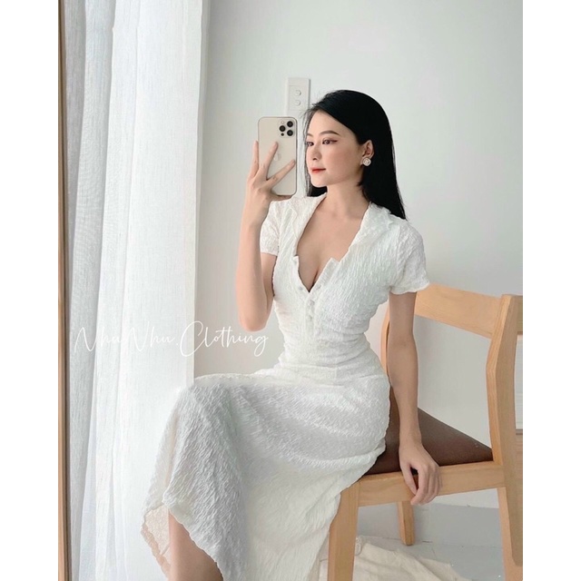 Đầm trắng xoè(ảnh thật)