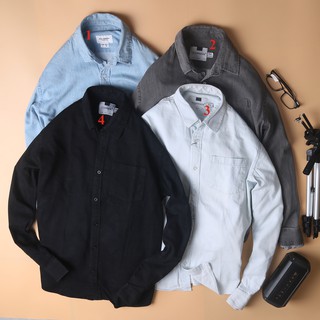 Sơ mi nam Denim Shirt VNXK trơn màu dáng slimfit trẻ trung phong cách
