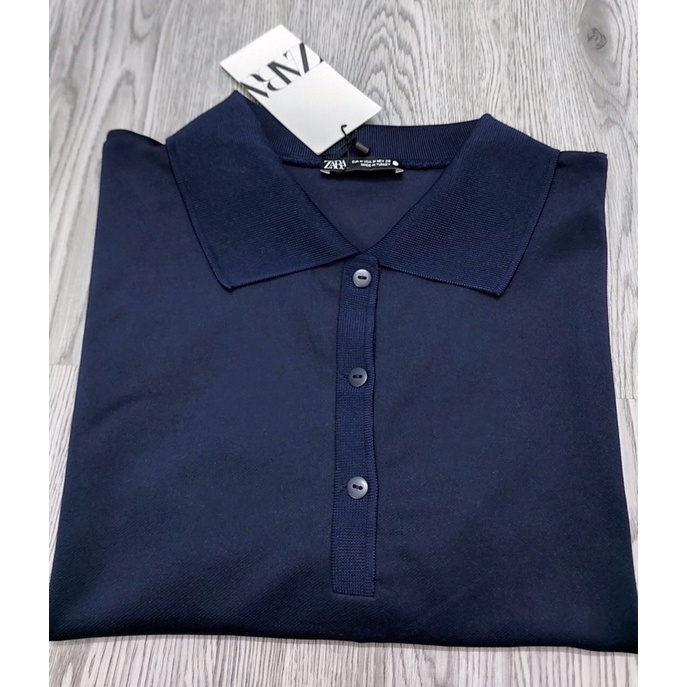 TH-ÁO PHÔNG POLO CỔ BẺ TAY BỒNG MÀU THAN CHO NỮ