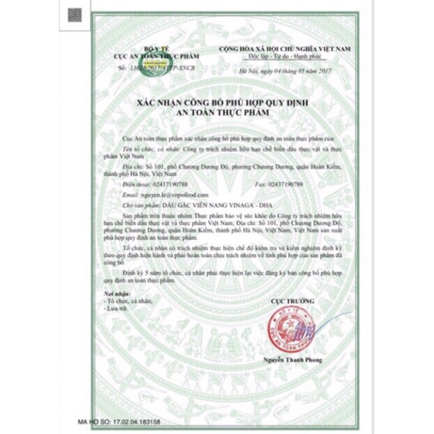 [Chính hãng] Dầu gấc viên nang VINAGA - DHA ( hộp 100 viên) Amipharma