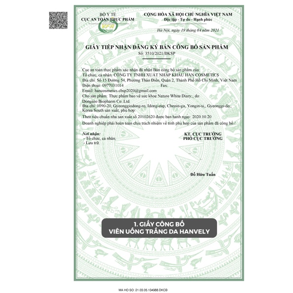 Viên Uống Hỗ Trợ Trắng Da Cải Thiện Nám Hanvely Nature White Diary - 30 Viên | BigBuy360 - bigbuy360.vn