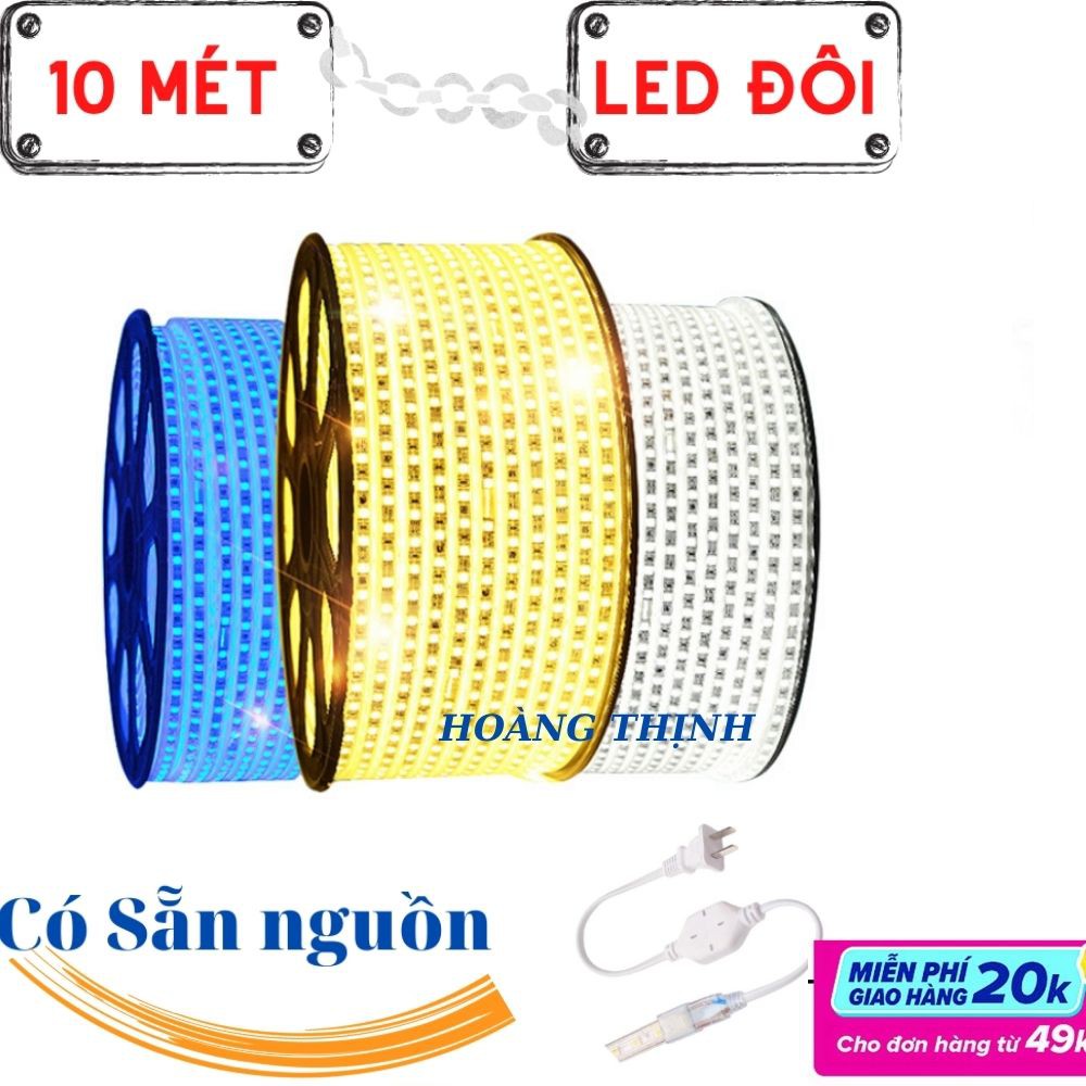 Dây đèn led trang trí led đôi 2835-  Màu trắng- vàng- Xanh Dương Dây led trang quấn cây, hắt trần