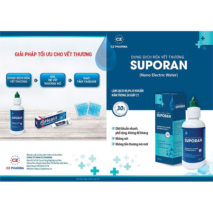 Dung Dịch Rửa Vết Thương SUPORAN Chai 100ml-190ml - Làm Sạch 999% Vi Khuẩn Nấm Trong 30 Giây - Coastlinecare Pharmacy