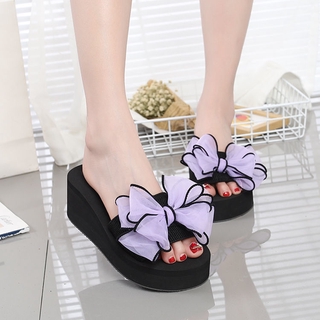 Dép Cao Gót 5.5cm Đính Nơ Thời Trang Mùa Hè Dành Cho Nữ