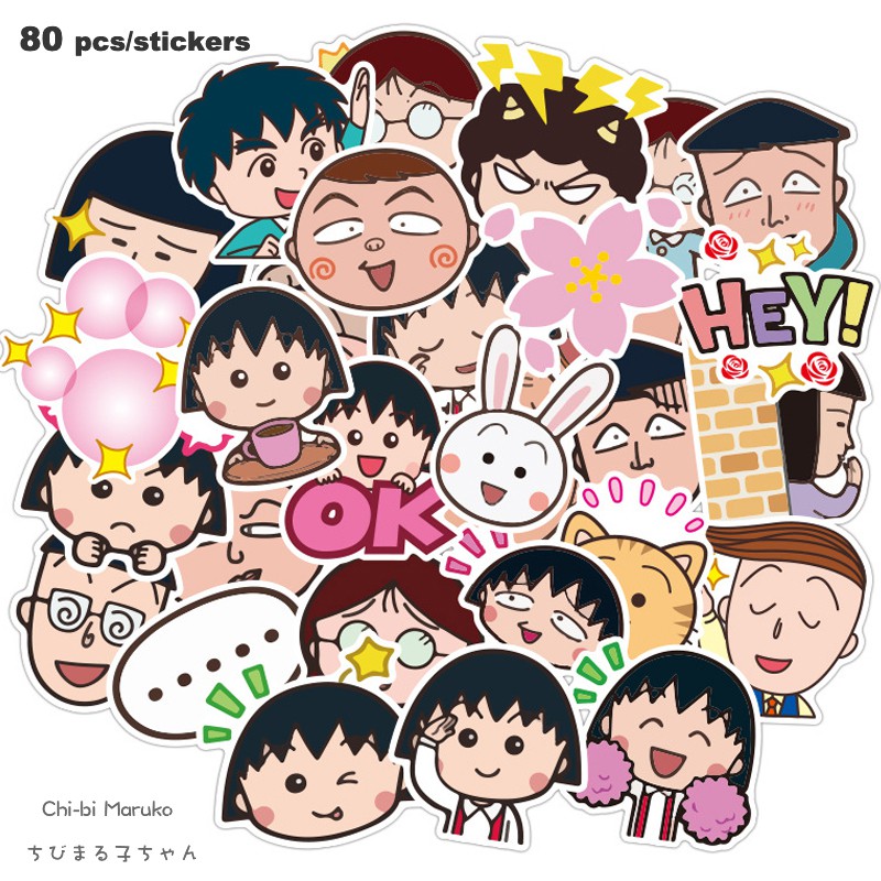 Set 80 miếng sticker Chi-bi Maruko dán trang trí dễ thương