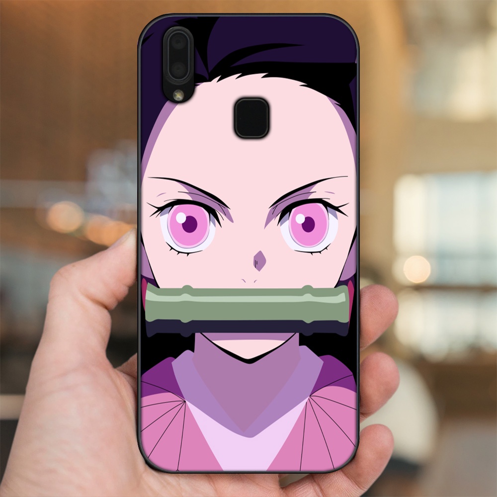 Ốp lưng Vivo Y91, Y95 viền đen in hình Nezuko Kimetsu no Yaiba