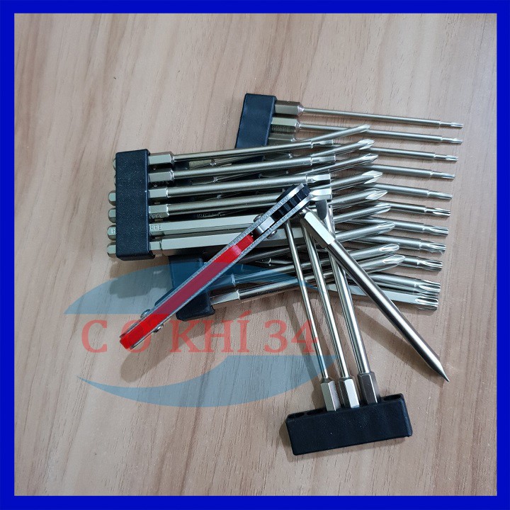 Bộ Lục Giác, Bộ Mũi vít Bake, Mũi Vít 2 Cạnh, Bộ Lục Giác Bông, Hoa thị dài 100mm + Tay Vặn Tự động