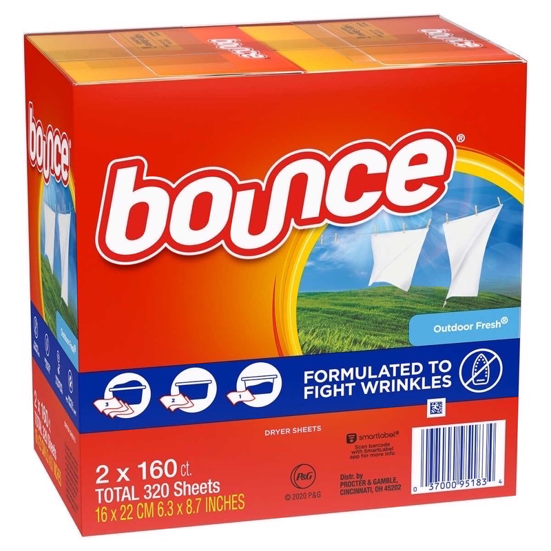 Giấy thơm quần áo Bounce Mỹ Nguyên sét 320 tờ, Chai xịt phẳng và Thơm Quần Áo