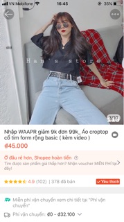 Áo thun croptop cổ tim form rộng