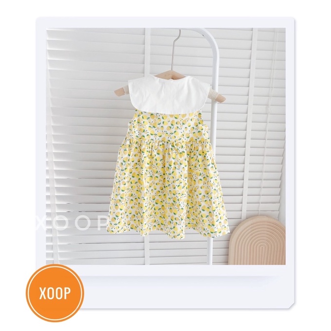 Váy dâu có nơ trắng cho bé gái đẹp xịn (8-18kg)