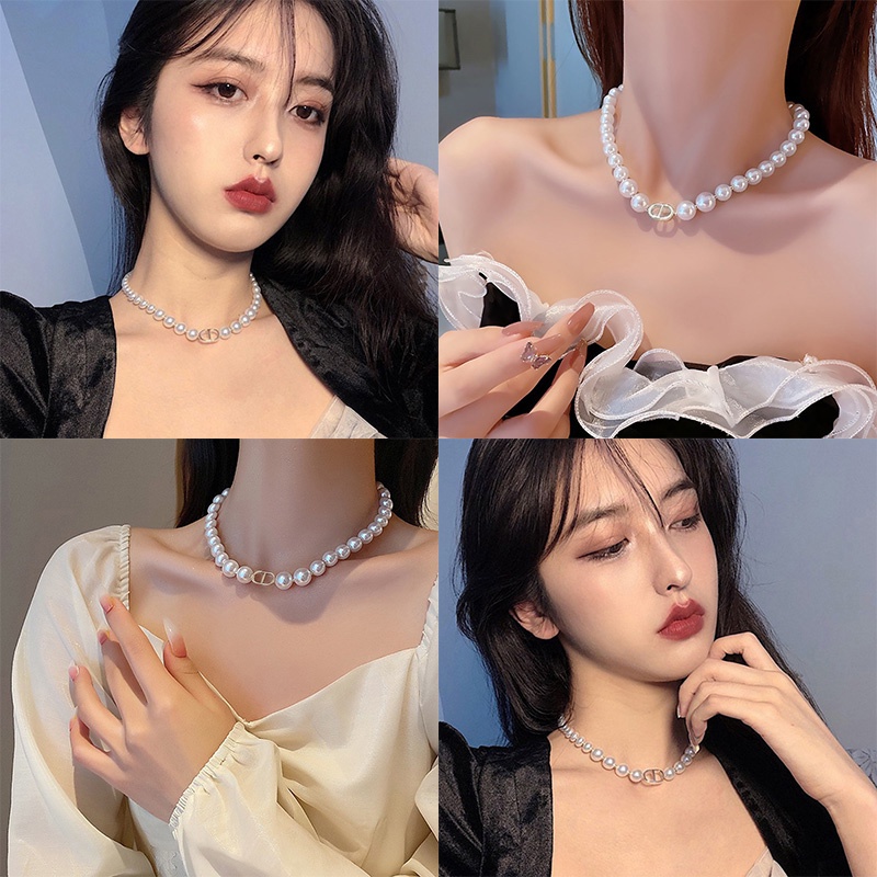 Vòng cổ choker ngọc trai giả cho đám cưới