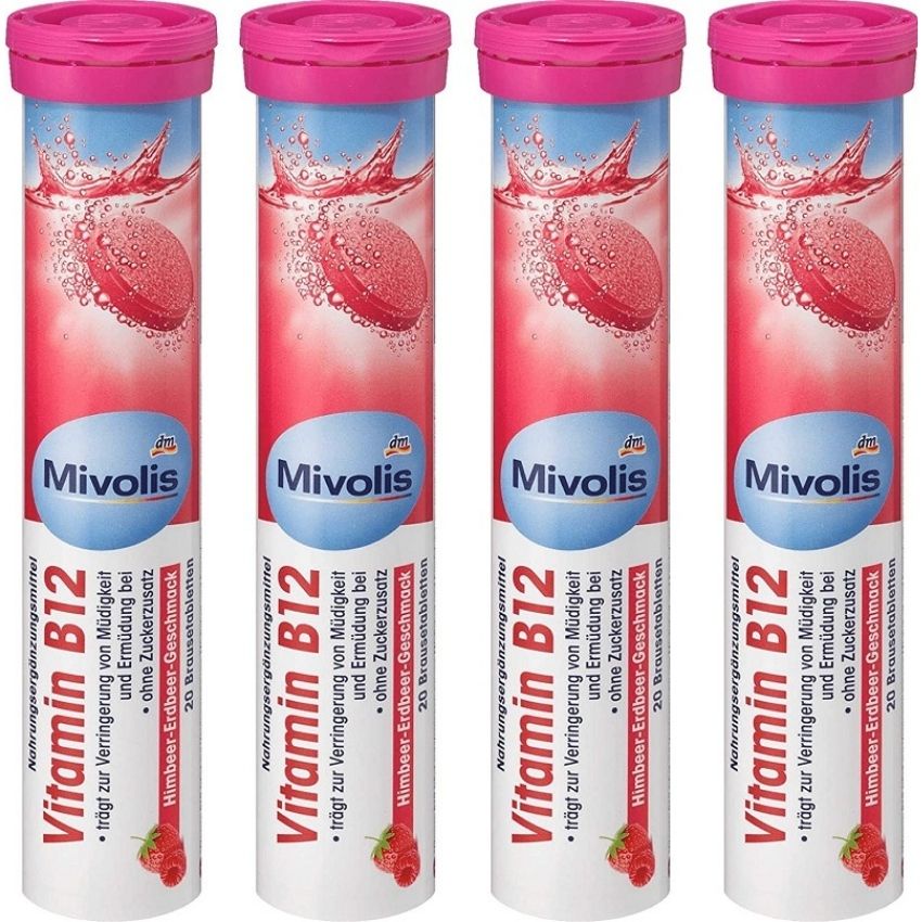 Vitamin B12 dạng Sủi Mivolis Đức 20 viên hương trái cây giúp giảm mệt mỏi, chuyển hóa năng lượng và chức năng thần kinh