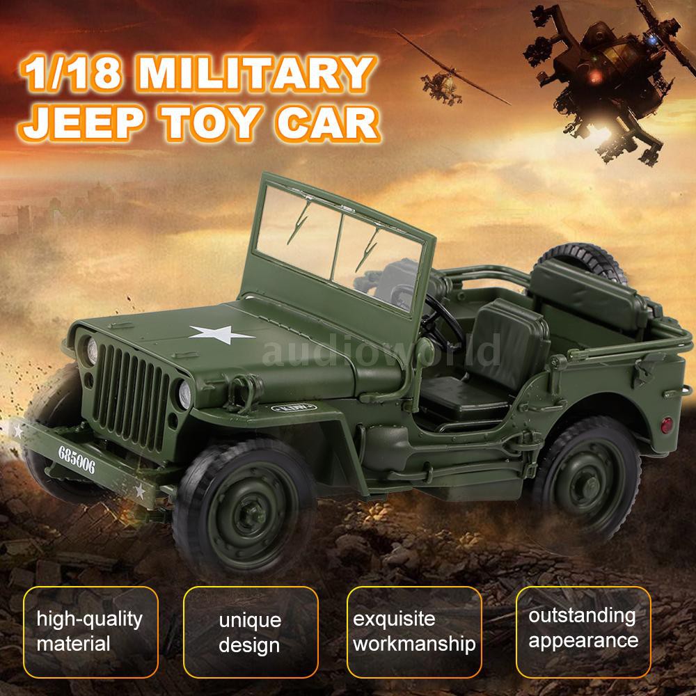 AIDO♦685006 1/18 Military Jeep Toy Car Military Tactics Car Model Decoration and Gift for Children