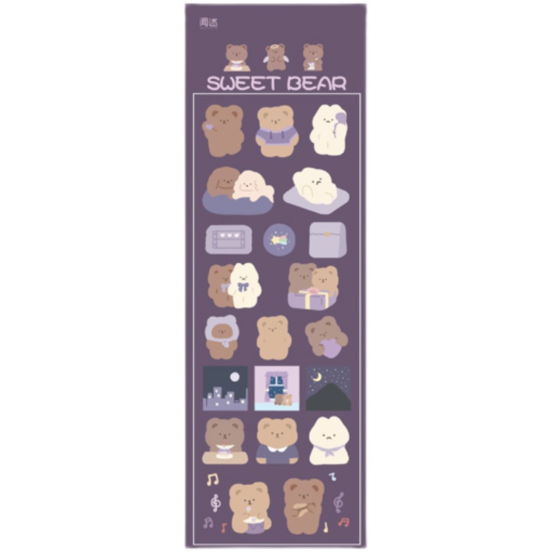 Set 2 tờ nhãn dán trang trí hình gấu dễ thương