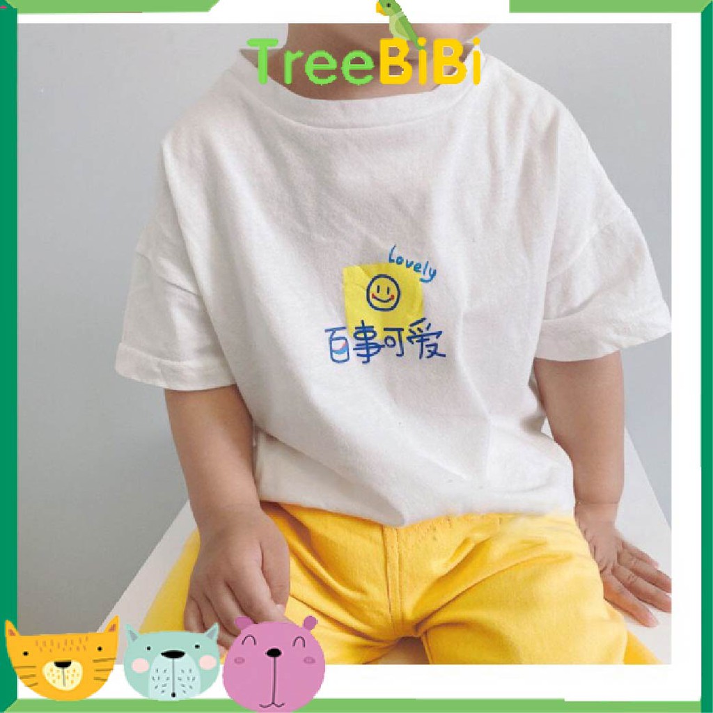 Áo thun bé trai- áo phông bé gái tay ngắn 100% cotton không bụi vải an toàn cho da bé, thấm hút tốt, TreeBiBi shop