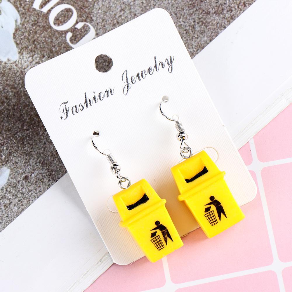 CACTU 1 Đôi Bông Tai Hình Thùng Rác Ngộ Nghĩnh