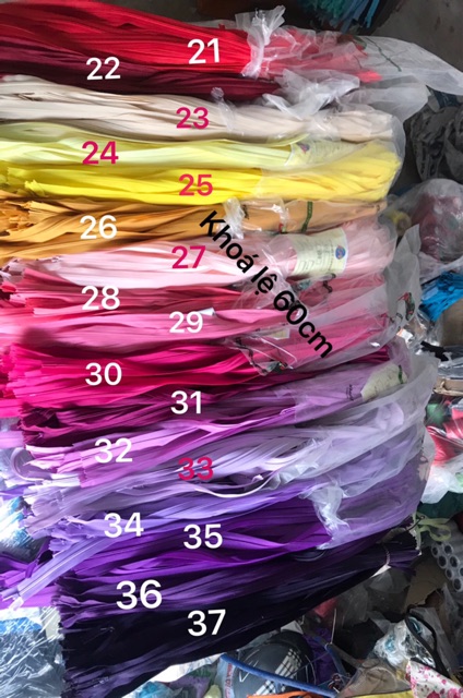 Túi 100chiếc dây kéo, khoá giọt lệ 25cm,  60cm