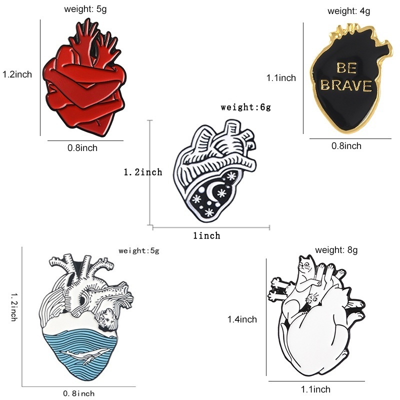 Ghim Cài Áo Hình Mèo Ôm Trái Tim Bằng Men 6 Kiểu Dáng Khác Nhau Dùng Làm Quà Tặng Túi Xách/Túi Xách