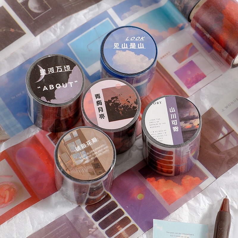 WASHI TAPE Phong cảnh RETRO, Sticker trang trí