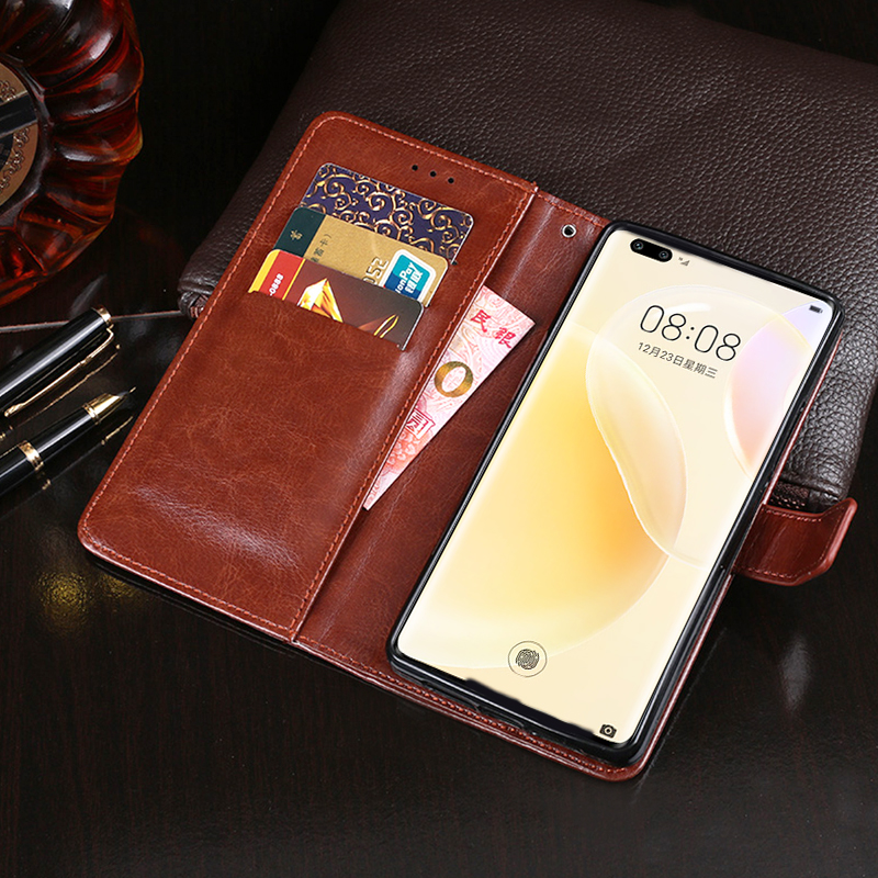 Bao da điện thoại dạng ví bằng da PU có khóa từ tính cho Huawei Nova 8 Pro