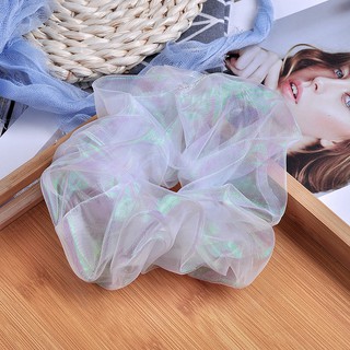 Dây cột tóc vải scrunchies Hologram màu trắng cực hot❤️