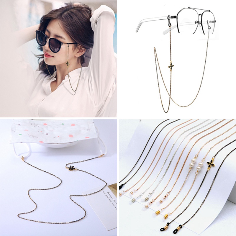 Dây Đeo Giá Đỡ Mắt Kính Đính Ngọc Trai Độc Đáo