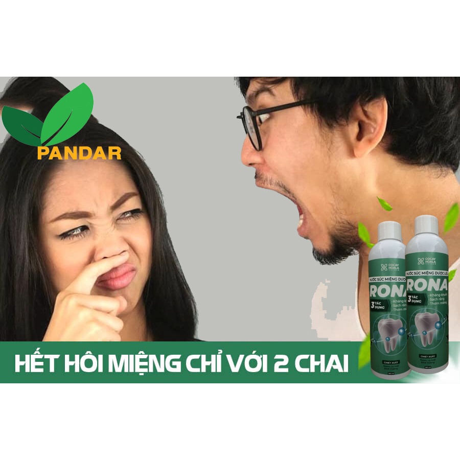 Nước súc miệng dược liệu Rona, giảm hôi miệng, nhiệt miệng chai 180ml, Cỏ cây hoa lá, PANDAR