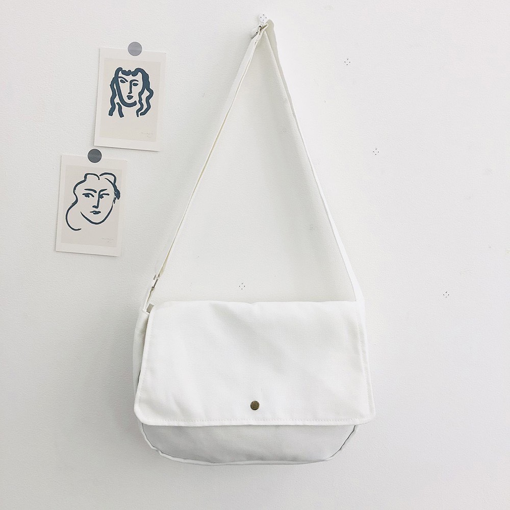 Túi tote đeo chéo vải bố CANVAS thời trang phong cách unisex nam nữ có túi con AH1475-6D7