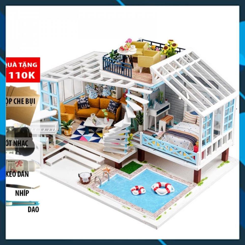 Mô hình nhà búp bê gỗ DIY Nhà búp bê Mô hình nhà lắp ghép Crete Holiday K-045 Toy World