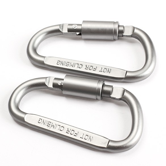 2 móc khóa chữ D bằng hợp kim nhôm hỗ trợ treo dây tiện dụng