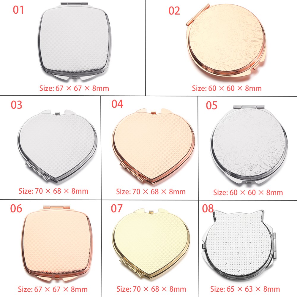 DIACHA Fashion Makeup Mirror Easy To Open Compact Folding Round Heart Shaped Portable Double-sided New Pocket Makeup Tools Women Lady Metal Rose