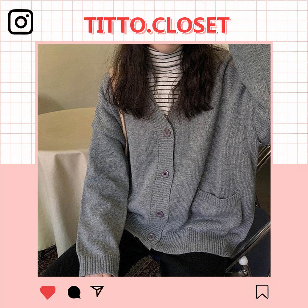 Áo Cardigan Len Trơn Form Rộng - Áo Cardigan Quảng Châu - Titto Closet