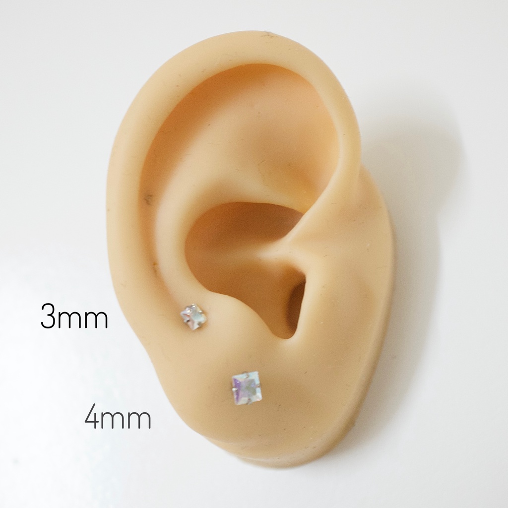 [1 Chiếc] Khuyên Tai Titan Đá 7 Màu Unisex Màu Bạc Đuôi Bi Không Gỉ Sét Không Ngứa Bông Tai Nam Julies Box 66