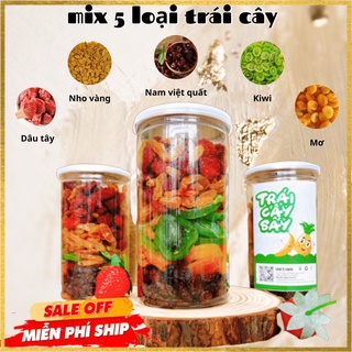 Trái cây sấy dẻo 500g, mix 5 loại dâu tây, kiwi, nam việt quất, mơ, nho nhập khẩu, hoa quả sấy dẻo eric's farm