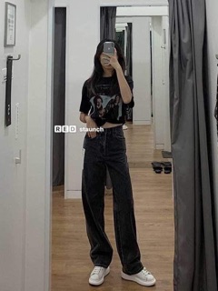 QUẦN SUÔNG DÁNG DÀI ĐEN THỤNG