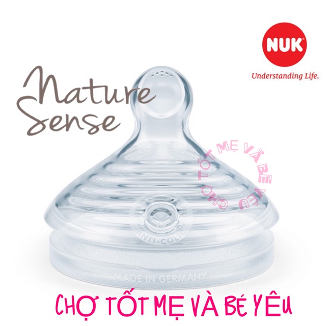 BỘ 2 NÚM TY SILICON NUK CỔ RỘNG 0-6/6-18THÁNG (NATURE SENSE)