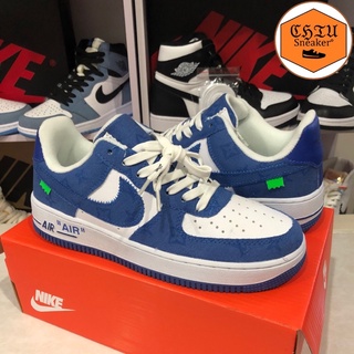 Giày Sneaker tăng chiều cao nam nữ Air force 1 LV xanh dương phiên bản cao cấp giày tăng chiều cao AF1