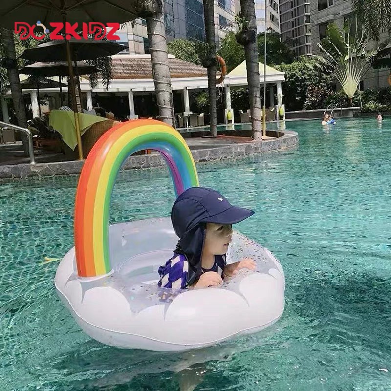 Phao bơi ngồi an toàn cho bé hình cầu vồng đẹp mắt, phù hợp trẻ từ 2 tuổi trở lên - DOZKIDZ