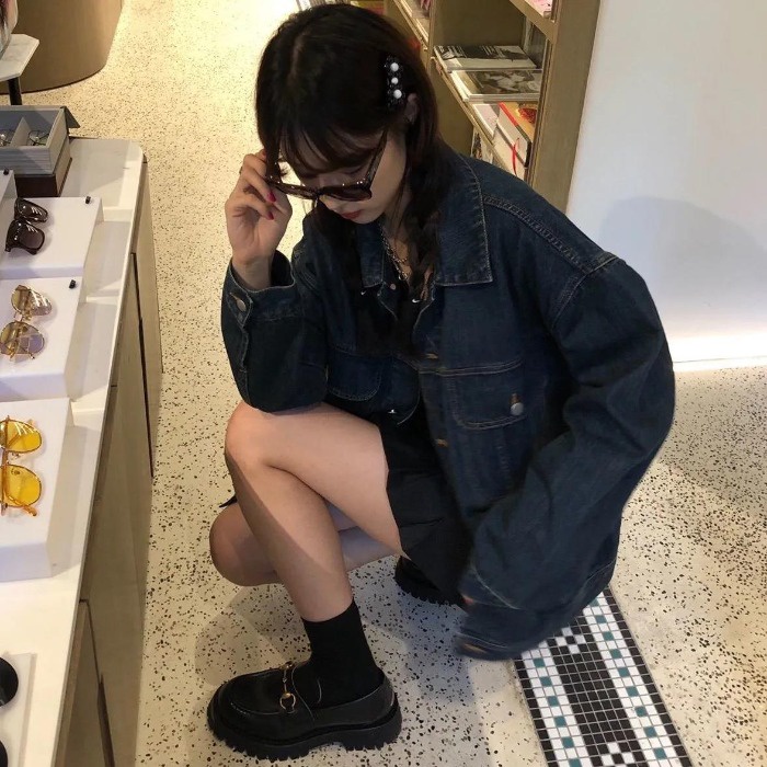 Xiaozhainv Áo Khoác Denim Tay Dài Dáng Rộng Phong Cách Retro Hàn Quốc Dành Cho Nữ | BigBuy360 - bigbuy360.vn