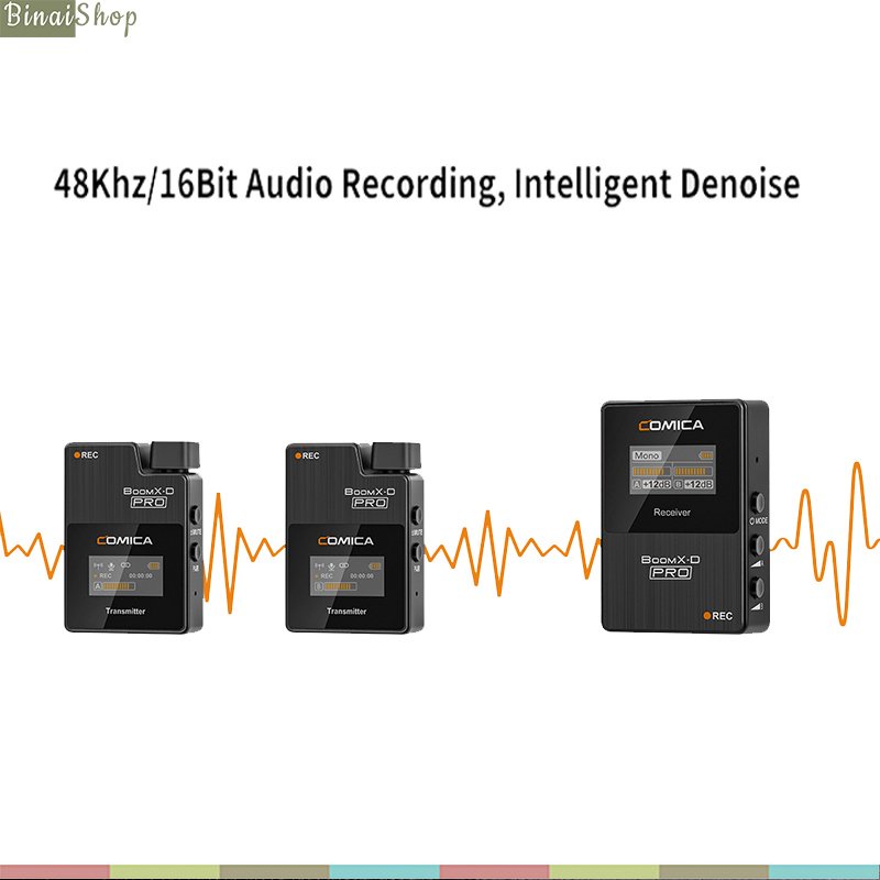 Comica BoomX-D Pro D2 - Micro Không Dây 2.4G, Bộ Nhớ Trong 8GB, Phạm Vi 100m Cho Máy Ảnh, Điện Thoại, Laptop