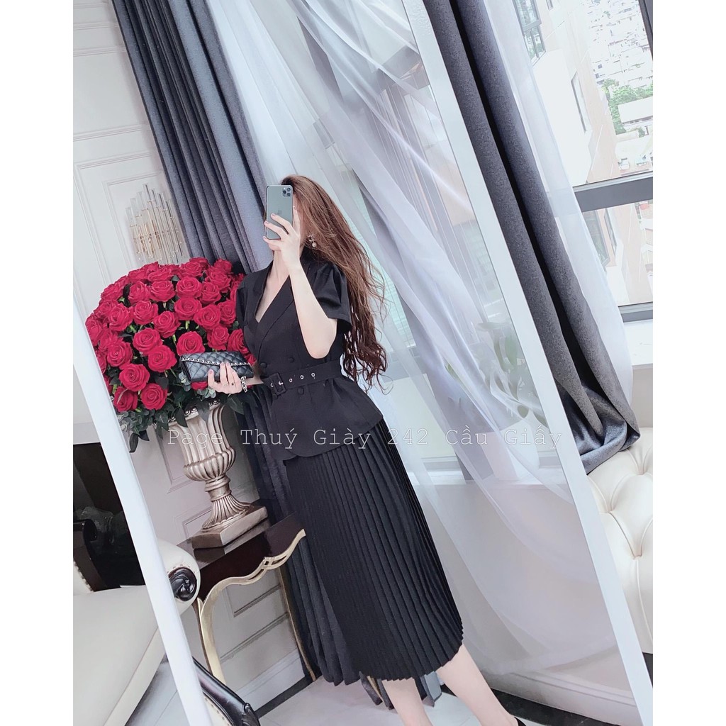 Chân váy xếp ly kèm đai hàng Quảng Châu | BigBuy360 - bigbuy360.vn