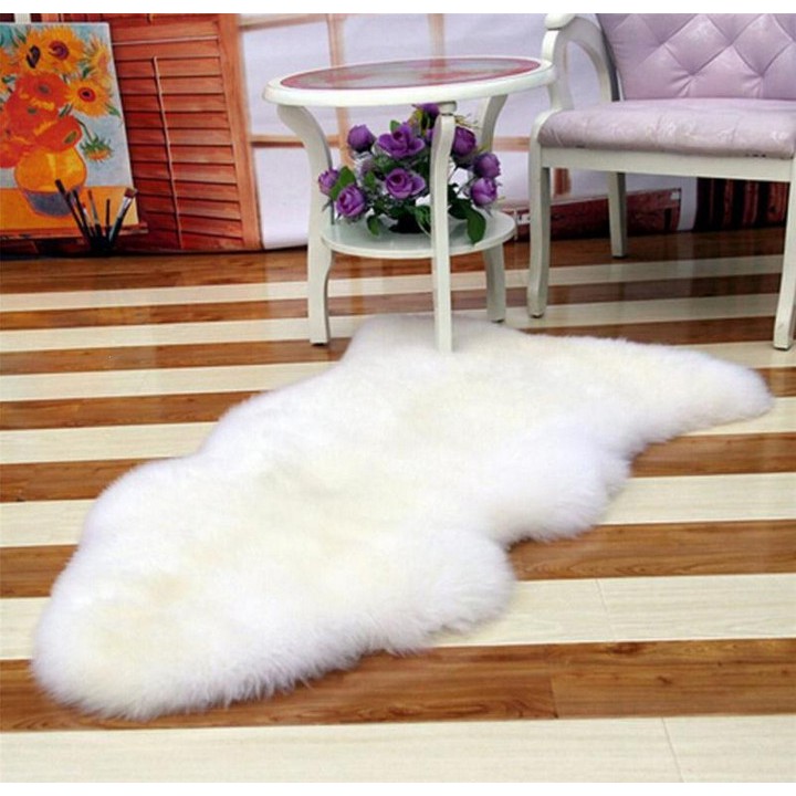 Thảm trải lông cừu SkyLife 60x90cm (Pure White) - Home and Garden