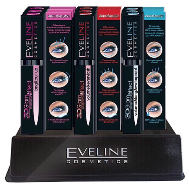 Mascara – Chuốt Mi Dài Và Cong 3D Eveline Glam Effect