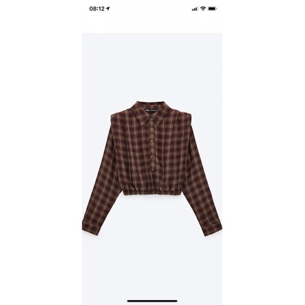Áo somi sọc nâu chun eo auth sz m