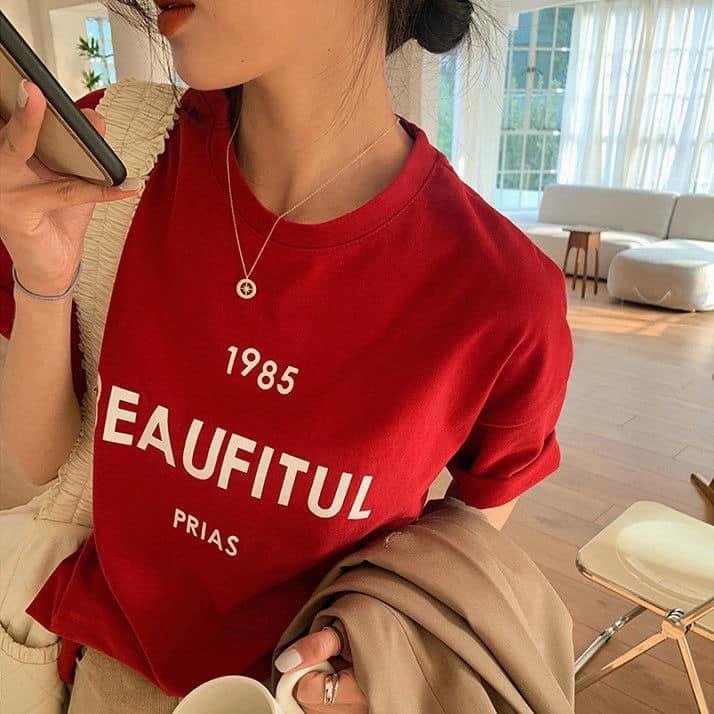 Áo Phông Nữ Hoạ tiết chữ Beatiful Chất Cotton Sài Gòn Loại 1 Thoáng Mát, Thấm Hút Mồ Hôi - Seolah Fashion