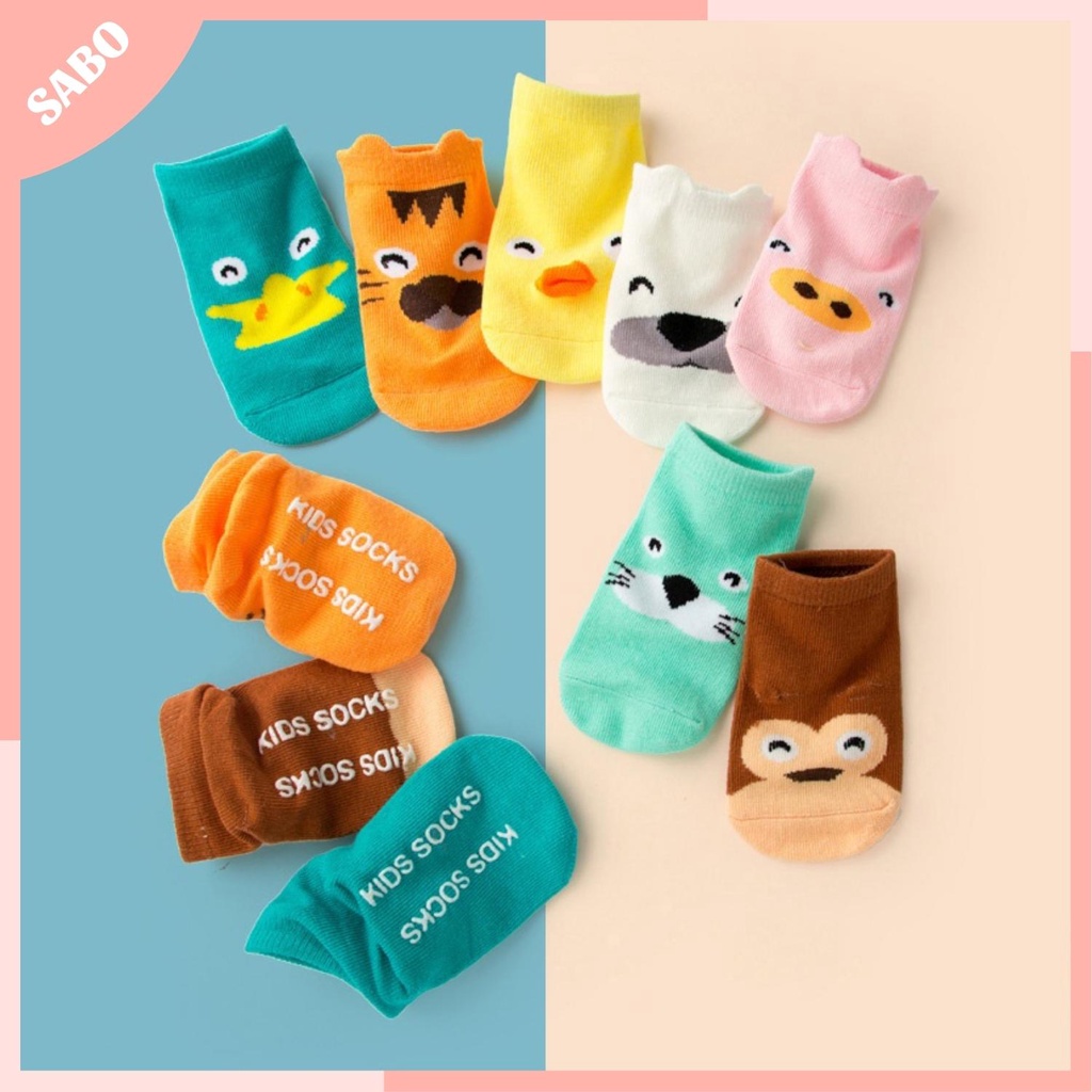 Tất Hàn KIDS SOCKS Cổ Ngắn Thú Mắt Cười Chống Trơn Trượt Cho Bé 3 Tháng - 4 Tuổi T01